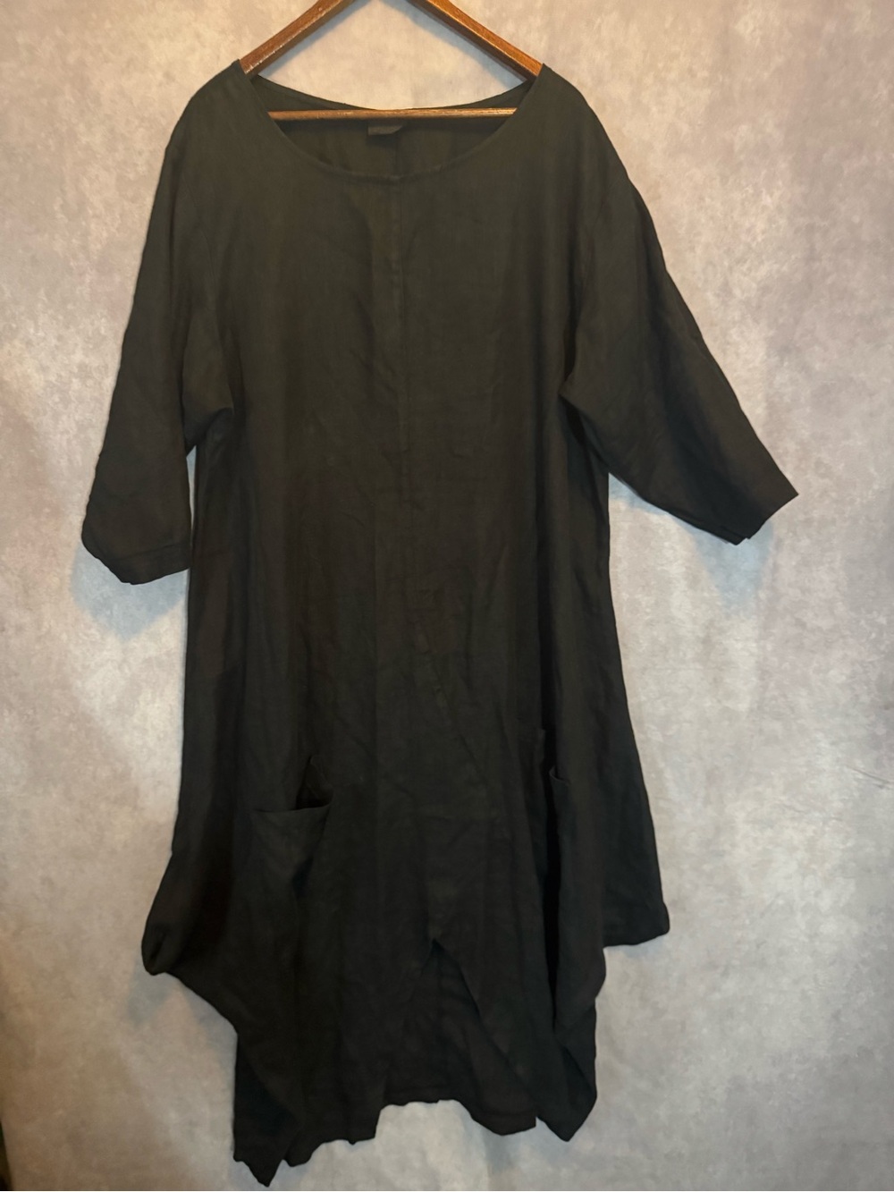 West Love Los Angeles Women’s linen maxi dress Lagenlook ,Tunic Asymmetrical